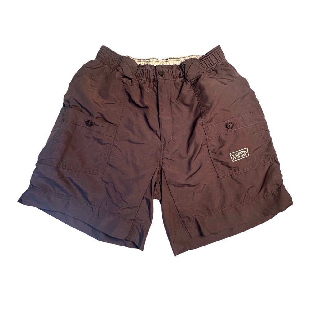 AFTCO Fishing Shorts Mens 32 Nylon Boat Casual Fish Elastic Waist Plum Eggplant